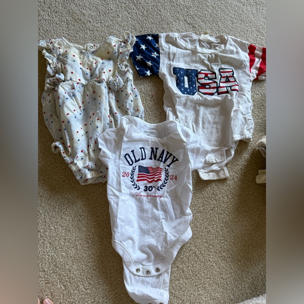 3 Red/White/Blue 3-6 month outfits